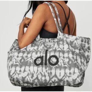 Alo Yoga Gray White Oversized Tote Bag Tie Die